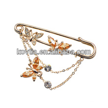 Ouro banhado a borboleta acessórios de cristal rhinestone broche pinos